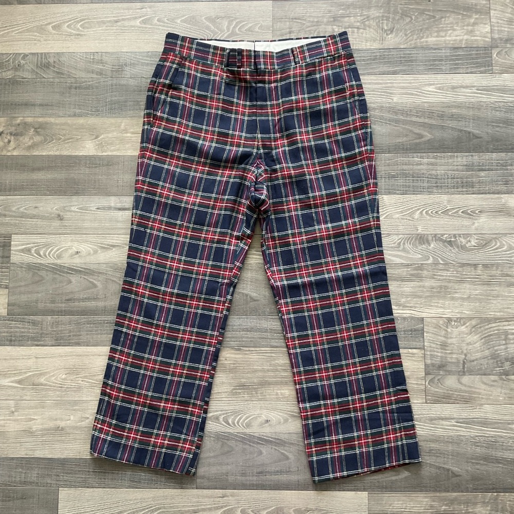 36x28 VTG 80s LL Bean Wool Tartan Golf Pants Trousers Men’s Navy Red Plaid USA